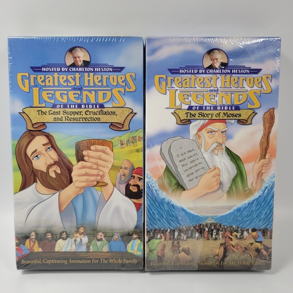 Other - Greatest Heroes and Legends of the Bible Jesus & Moses Charlton Heston VHS‎ Lot